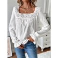 thumbnail image 6 of Women'S Fall Puff Long Sleeve Square Neck Loose Cute Casual Blouse Shirt Top White XL, 6 of 8