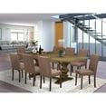 thumbnail image 2 of East West Furniture 7-Piece Mid Century Modern Dining Table Set-A Kitchen Table and 6Linen FabricDining Room Chairs with High Back - Distressed Jacobean Finish, 2 of 2