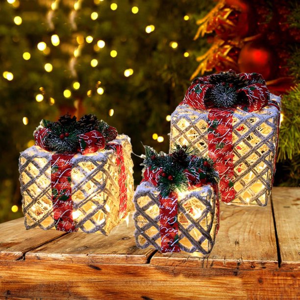 Cajas iluminadas BLESIY 3 piezas Decoraciones de iluminación LED Buzón rojo