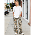 thumbnail image 3 of Women's Camo Cargo Pants High Waisted Straight Leg Trousers Trendy Workout Sweatpants Casual Loose Jeans for Women, 3 of 6