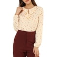 thumbnail image 1 of Unique Bargains Women's Ruffle Neck Long Sleeve Polka Dots Blouse Shirts, 1 of 5
