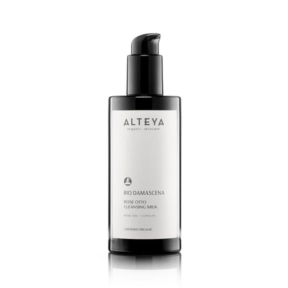 Alteya Organics Leche limpiadora Cuidado de la piel orgánico 6.8 Fl Oz/200 ml Bio Damascena Limpiador facial galardonado con aceite de rosa búlgara orgánico Purificante Equilibrio e hidratación