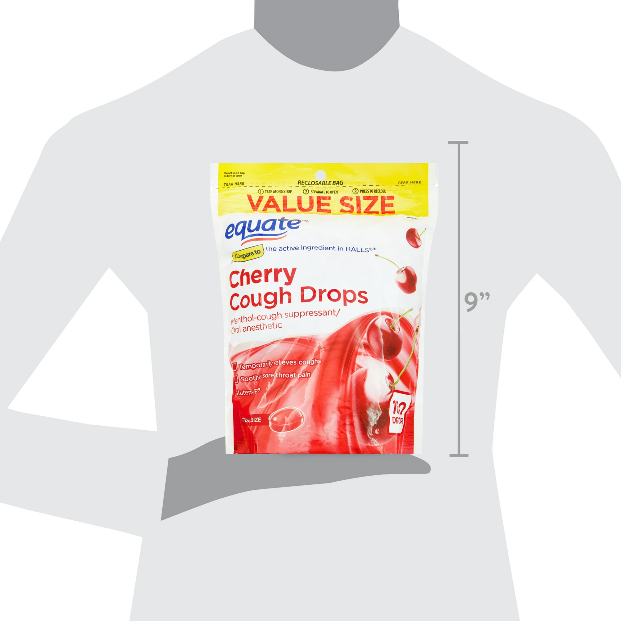 Equate Value Size Cherry Cough Drops with Menthol, 160 Count
