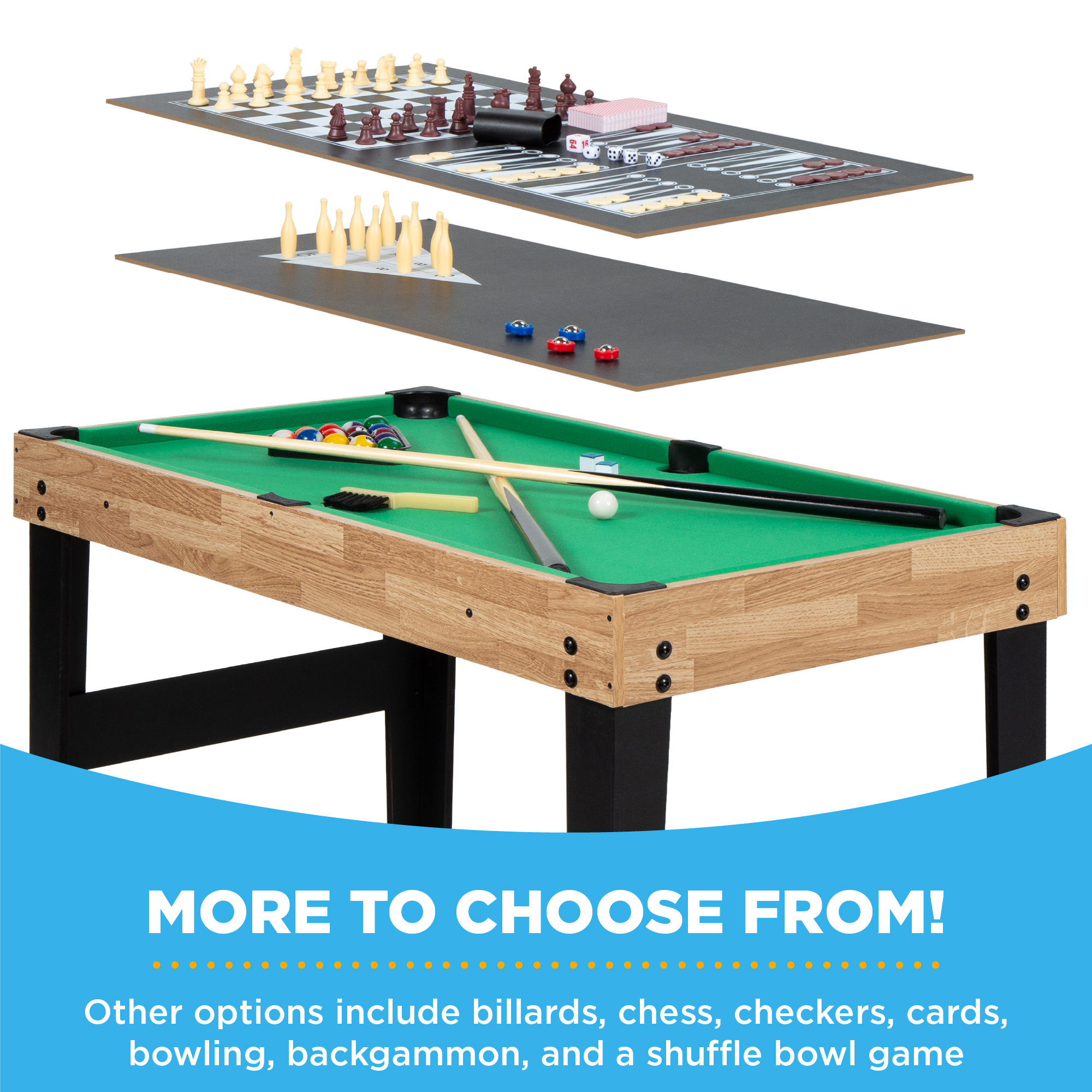 Best Choice Products 2x4ft 10-in-1 Combo Game Table Set w/ Hockey, Foosball, Pool, Shuffleboard, Ping Pong - Natural - image 5 of 8