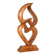12 Wooden Handmade Abstract Sculpture Statue Handcrafted Two Hearts, One Love Gift Art Home Decor Figurine Accent Decoration Artwork Hand Carved