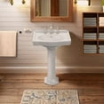 thumbnail image 6 of Whitehaus 23" Traditional Pedestal Sink with an Integrated Oval Bowl, Widespread Faucet Drilling, Low-Rise Backsplash and Overflow, 6 of 7