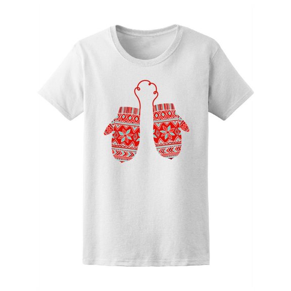Cute Winter Red Mittens Tee Women's -Image by Shutterstock