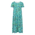 thumbnail image 4 of Sakmal Womens Summer Dresses Floral Boho Ruffle Comfort Fit Short Sleeve Green Maxi Sundress, 4 of 6