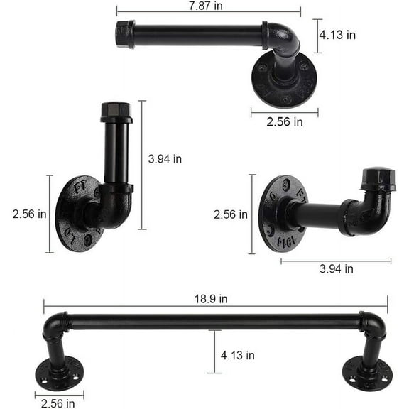 4-Piece Wall-Mounted Bathroom Plumbing Set Bathrobe Hook Towel Bar