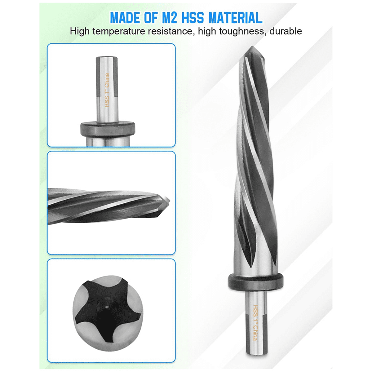 1In Drill Bridge/Construction Reamer Bit with 1/2In Non-Slip Shank M2 HSS Taper Chucking Reamer Bit Tool for Steel Metal