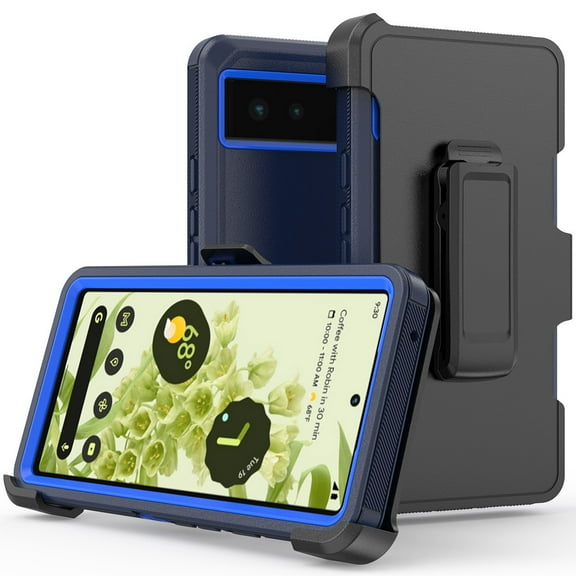 Xhy Google Pixel 6 Pro Case 6.7" Heavy Duty Hard Shockproof Armor Protector phone Case Cover with Belt Clip Holster (Blue)