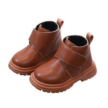 Gubotare Toddler Girls Boys Combat Ankle Boots Little Kid Waterproof Outdoor Chelsea Fall Booties Leather Comfort Shoes (Brown 7.5)