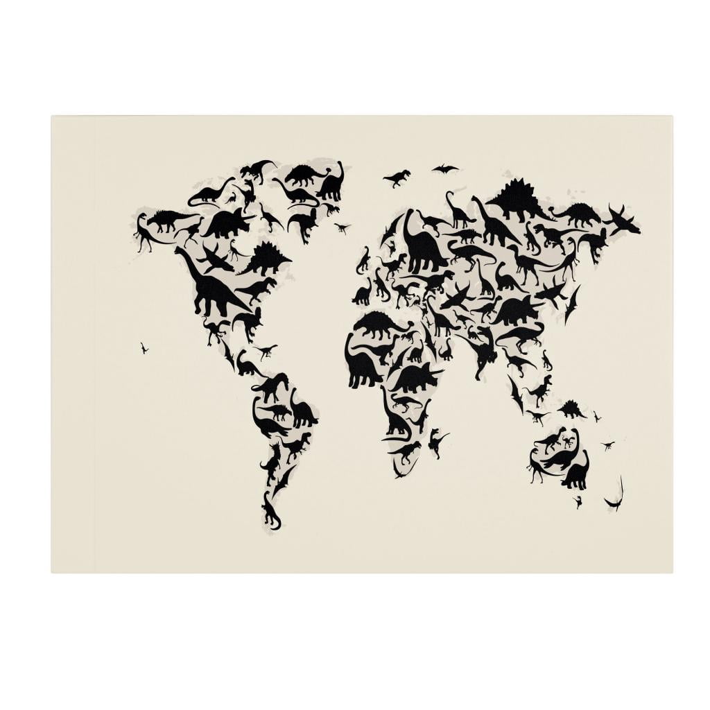 Trademark Art 'Dinosaur World Map' Canvas Art by Michael Tompsett