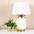 thumbnail image 2 of Creative Co-Op Metal Base Table Lamp with Pineapple Detail and Shade, White and Gold, 2 of 5