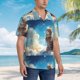 thumbnail image 3 of Balery Blue Sky Winged Cat Camisas hawaianas de manga corta para hombre, camisas playeras de corte holgado, camisas de vacaciones con botones,Large, 3 of 7