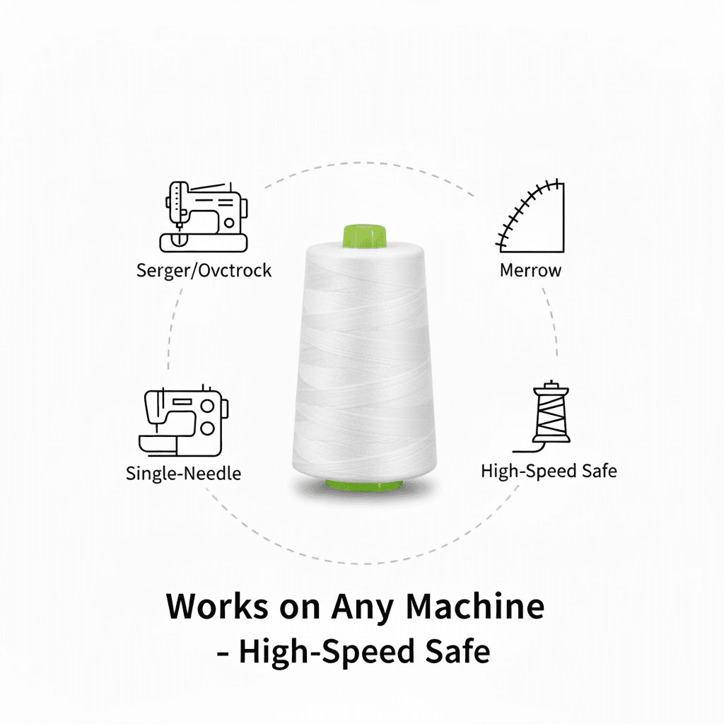 Sedona Designz 6000 Yard Spool White Sewing Thread 100 Percent Polyester All Purpose Overlock Cone