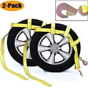 Tow Dolly Basket Strap with Twisted Snap Hooks for Small to Medium Size Tires by Robbor Brand 2 inch Webbing 12,000 lbs Breaking Strength Tire Bonnet&Tire Net Fits Most 14-17" Tires