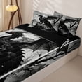 thumbnail image 3 of Metsweet Animal Dragon Zipper Twin Comforter Sets with Fitted Sheet and 2 Pillowcases, Japanese Style Zipper Bedding Set, Black White Gray,4-Piece,Black Reversible, 3 of 6