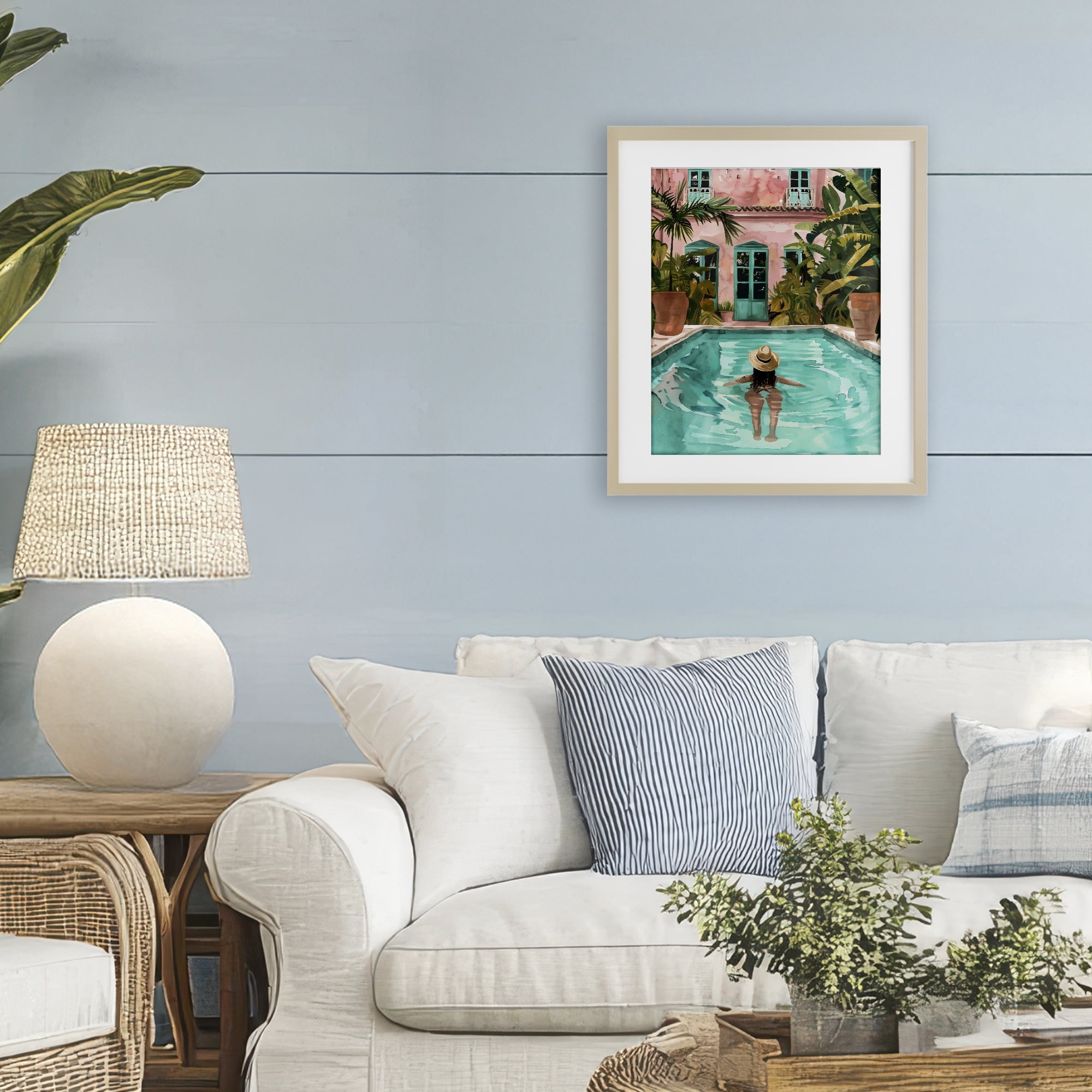 Stupell Industries Girl Swimming In Pool Birch Framed Print Under Glass, design by The Prints Vibe