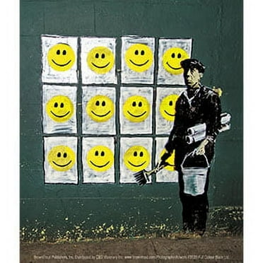 BANKSY's GRAFFITI Happy Face Posters Orignal Artwork Vinyl STICKER - 4" x 5"
