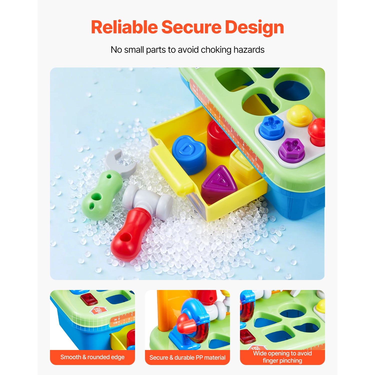 KFFKFF Interactive Workshop Toy, Illumination & Melodies, Educational Bench Toy for Toddlers Aged 2 Years and Above, Child's Imitation Tool Kit, Baby's Geometric Sorting Tasks
