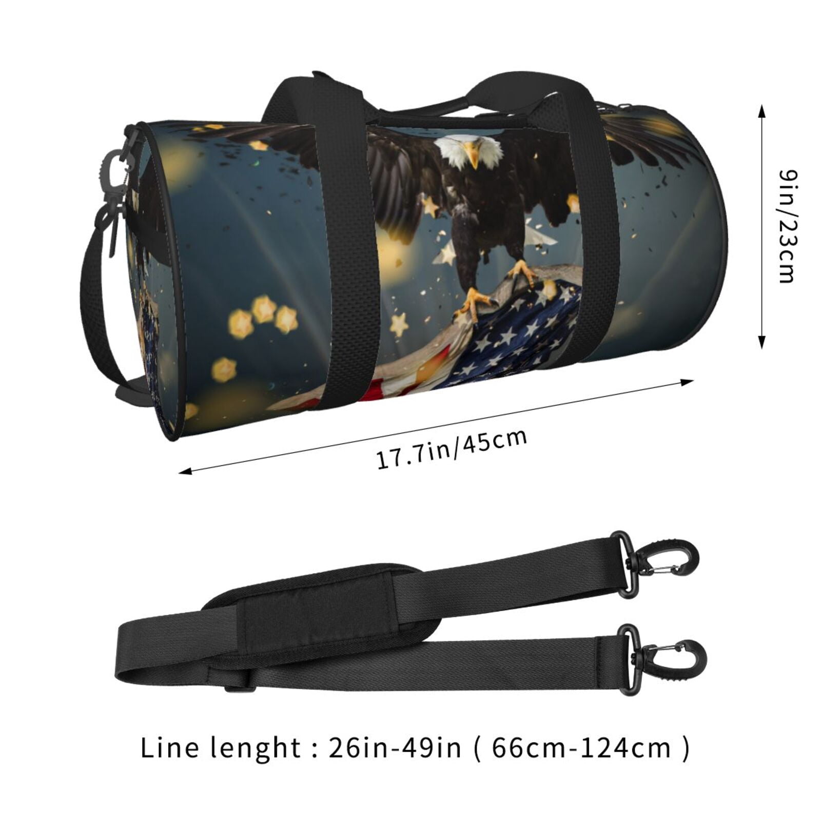 Defioc North American Bald Eagle1 for Travel Duffle Bag,Weekender Bag Carry On Tote Bags Hospital Bag Large Capacity Sport Gym Bag for Men Women Fit for Trave, Gym,Weekend