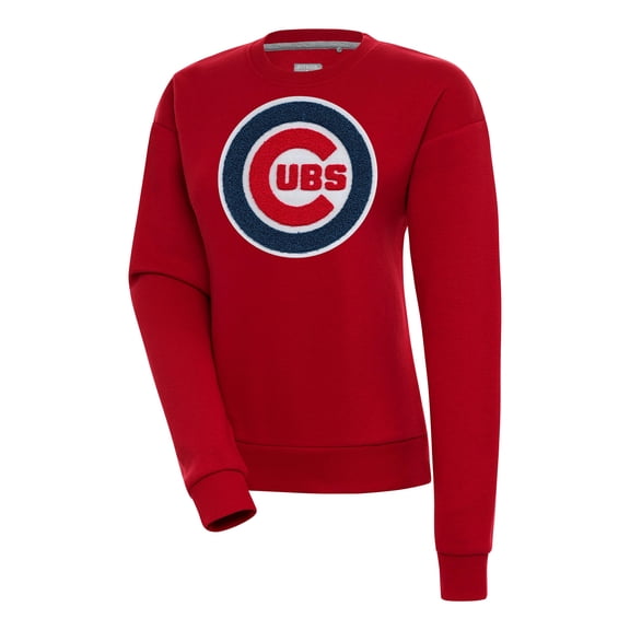 Women's Antigua  Red Chicago Cubs Victory Chenille Pullover Sweatshirt