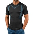 thumbnail image 2 of Men's Plus Size Compression Shirts Short Sleeve Workout T Shirt Cool Dry Athletic Undershirts Gym Yoga Base Layers Running Tops Size 3XL Light Blue, 2 of 7