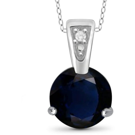 JewelersClub 1-1/5 Carat T.G.W. Sapphire and White Diamond Accent Sterling Silver Fashion Pendant