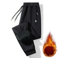 thumbnail image 2 of Mens Baggy Sweatpants Belt Loop Lined Casual Pants Relaxed Fit Straight Leg Winter Warm Zipper Trousers Black XXXXL, 2 of 8