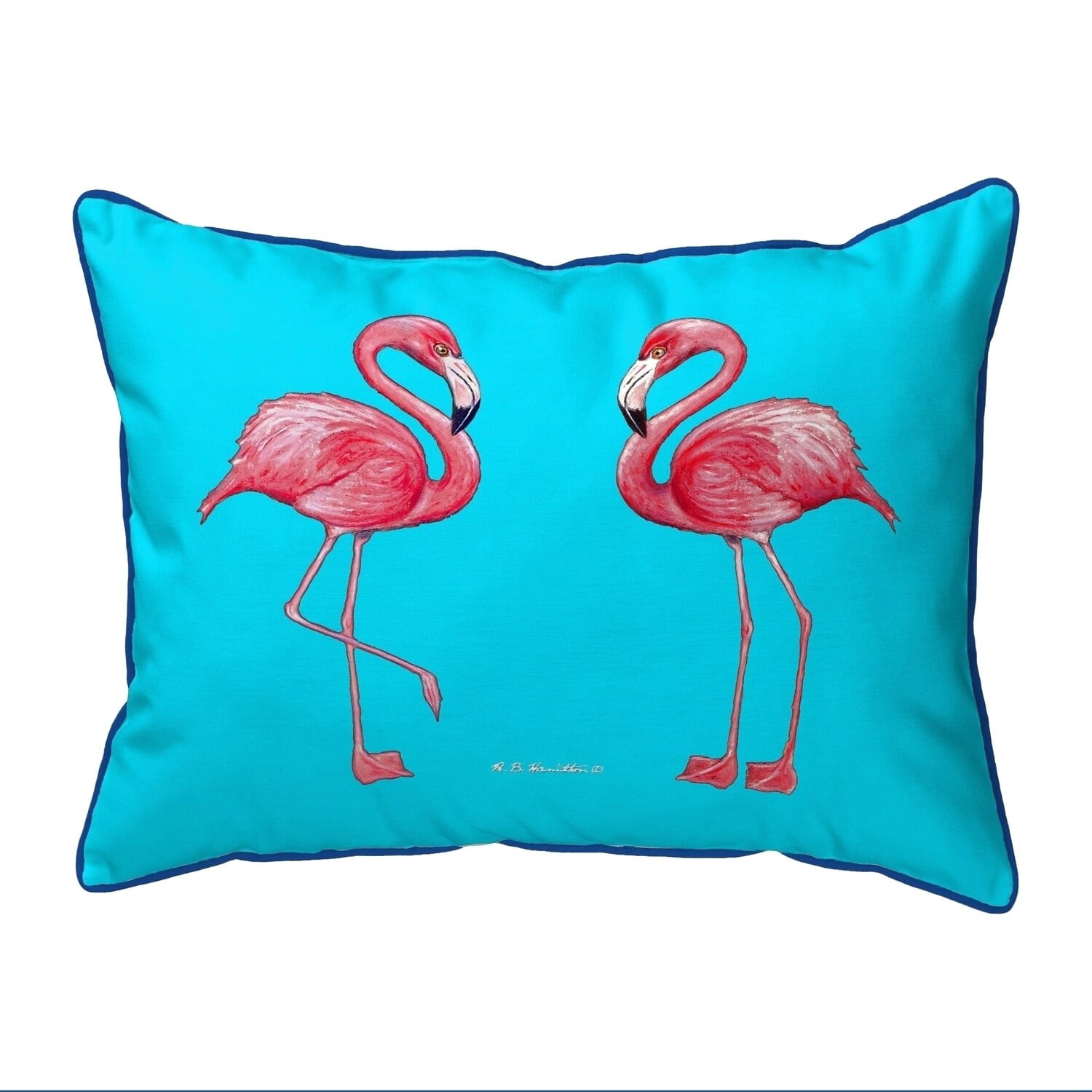 Betsy Drake HJ084T 16 x 20 in. Flamingos on Teal Large Corded Indoor & Outdoor Pillow