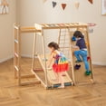 thumbnail image 2 of Gymax 6-in-1 Jungle Gym w/Slide Rock Climbing Basketball Hoop Monkey Bar Rope Net Macaron, 2 of 10