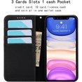 thumbnail image 4 of for iPhone 11 Wallet Case with RFID Blocking Card Slots Holder and Wrist Strap,Flip Folio Magnetic Closure,Kickstand,Genuine Leather Cover Case for iPhone 11 6.1",Pure Black, 4 of 8