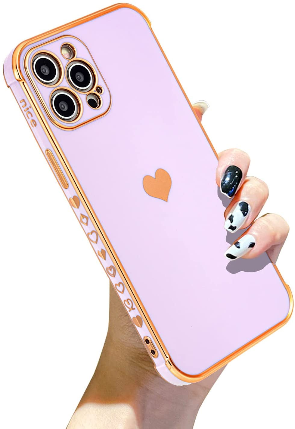 Compatible For Iphone 11 Case Plating Love Heart Phone Case Fun Cute Side Small Pattern Soft Tpu Airbag Anti Fall Shockproof Camera Protective Electroplated Case Purple Walmart Com