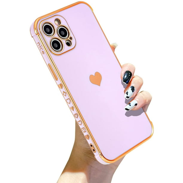 Compatible For Iphone 11 Pro Max Case Plating Love Heart Phone Case Fun Cute Side Small Pattern Soft Tpu Airbag Anti Fall Shockproof Camera Protective Electroplated Case Purple Walmart Com