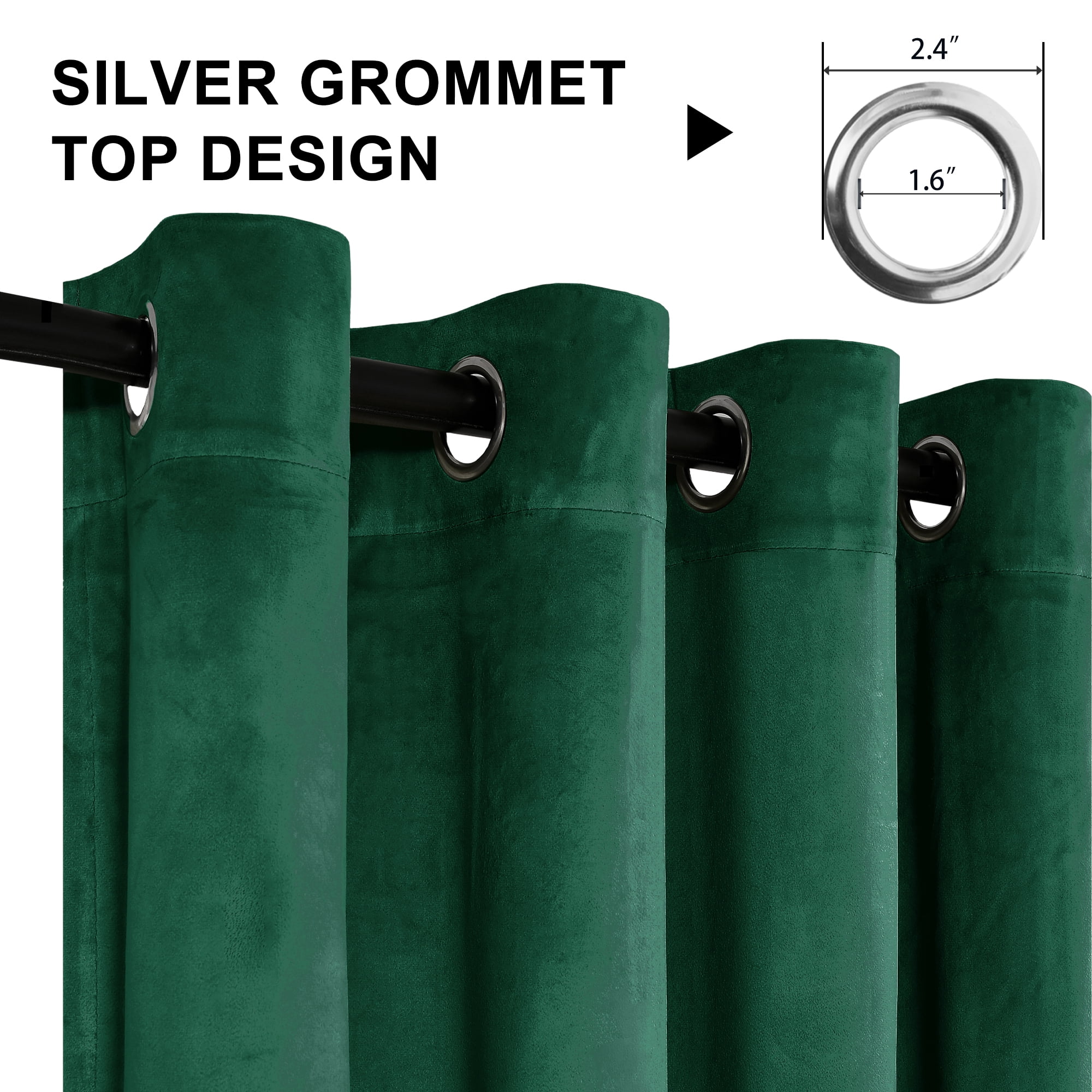 XWZO Velvet Curtains 96 Inches Long - Soft Luxury Room Darkening Privacy Window Curtain Panels for Bedroom/Theater/Living Room with Tiebacks, Grommet, W52 x L96, Emerald Green, Set of 2