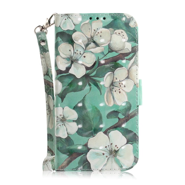 Étui pour iPhone 13 Pro Max, Étui Portefeuille à Rabat Magnétique à Motif 3D avec Sangle - Orchidée