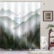 thumbnail image 3 of Cortina de ducha con diseño de bosque verde brumoso, árboles y montañas, impermeable, decorativa, moderna, con ganchos (Verde 2, 183 x 183 cm), 3 of 6