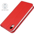 thumbnail image 5 of iPhone XR Genuine Cowhide Leather Wallet Case,Headset Winder,Flip Folio Magnetic Closure,Card Holder Slots,Kickstand,Cash Pockets Wrist Strap Cover Case for iPhone XR,6.1",Red, 5 of 17