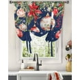 thumbnail image 3 of Navy Blue Christmas Balls Tie Up Curtains for Window, Xmas Poinsettia Botanical Thermal Insulted Balloon Shade Adjustable Rod Pocket Curtains Valance Panels for Kitchen Bathroom Café 52 x 63, 3 of 7