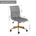 thumbnail image 6 of Duhome Armless Home Office Chair, Velvet Tufted Computer Desk Chair Rolling Chair, Vanity Chair with Wheels, Gray and Gold, 6 of 8