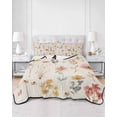 thumbnail image 2 of Quilts Twin Size Bedding Set, Pink Floral Lightweight Quilted Comforter, Watercolor Flowers Botanical Linen Texture Soft Reversible Bedspread Coverlet with Pillow Covers for All Season, 68" x 86", 2 of 7