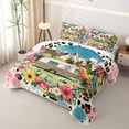 thumbnail image 3 of Castle Fairy Floral Camper Twin Quilt Set for Girls,Mountain Art Twin Coverlet Set for Bedroom,Pink Green Beige, 3 of 7