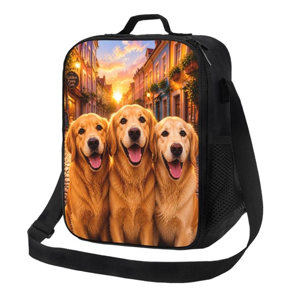 Golden Retriever Dog Lunch Bag Insulated Thermal Lunch Box with Shoulder Strap & Handle for Women and Men