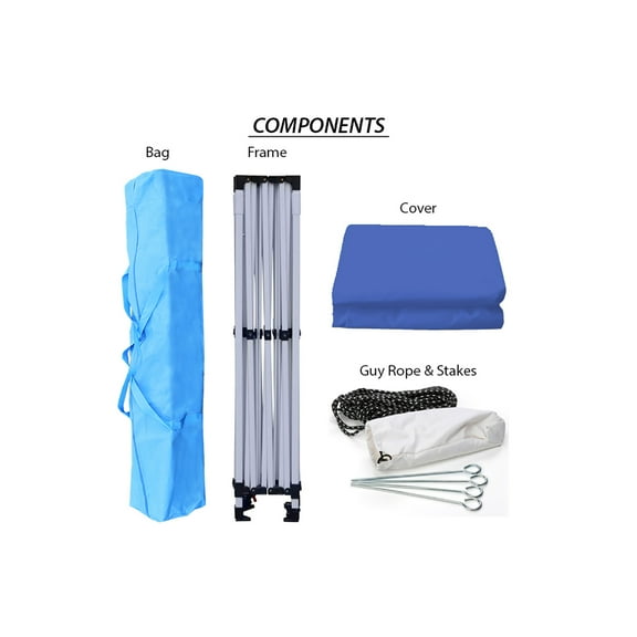 King Canopy Tuff Tent 8-Feet by 8-Feet  Instant Pop up  , 1-Inch Aluminum Frame, Guy Ropes and Stakes, Blue