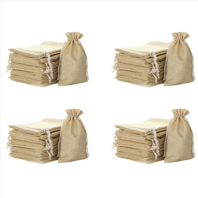 100 Piezas DBolsas de Arpillera de Natural de 5.9 x 8 Pulgadas con Cordón Yute para Bolsas de Regalo Bolsas de Joyería para Bodas,Sacos de Refrigerios Y Proyectos de Bricolaje