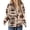 Khaki, variant on Women's Western Aztec Print Sherpa Fleece Shacket Snap Button Down Jacket with Pockets