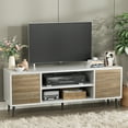 thumbnail image 2 of Furmax Mid-Century 2-Door TV Stand for TVs up to 65", White&Walnut, 2 of 8