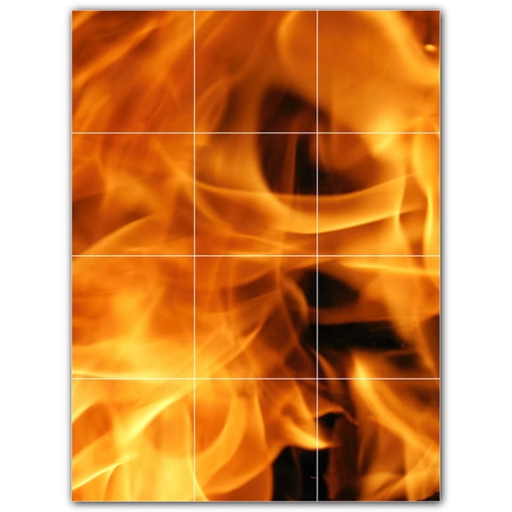 Picture-Tiles.com: Fire Ceramic Tile Wall Mural WAL500607-34S. 12.75"W x 17"H using (12) 4.25" x 4.25" Ceramic Tiles-Satin Finish
