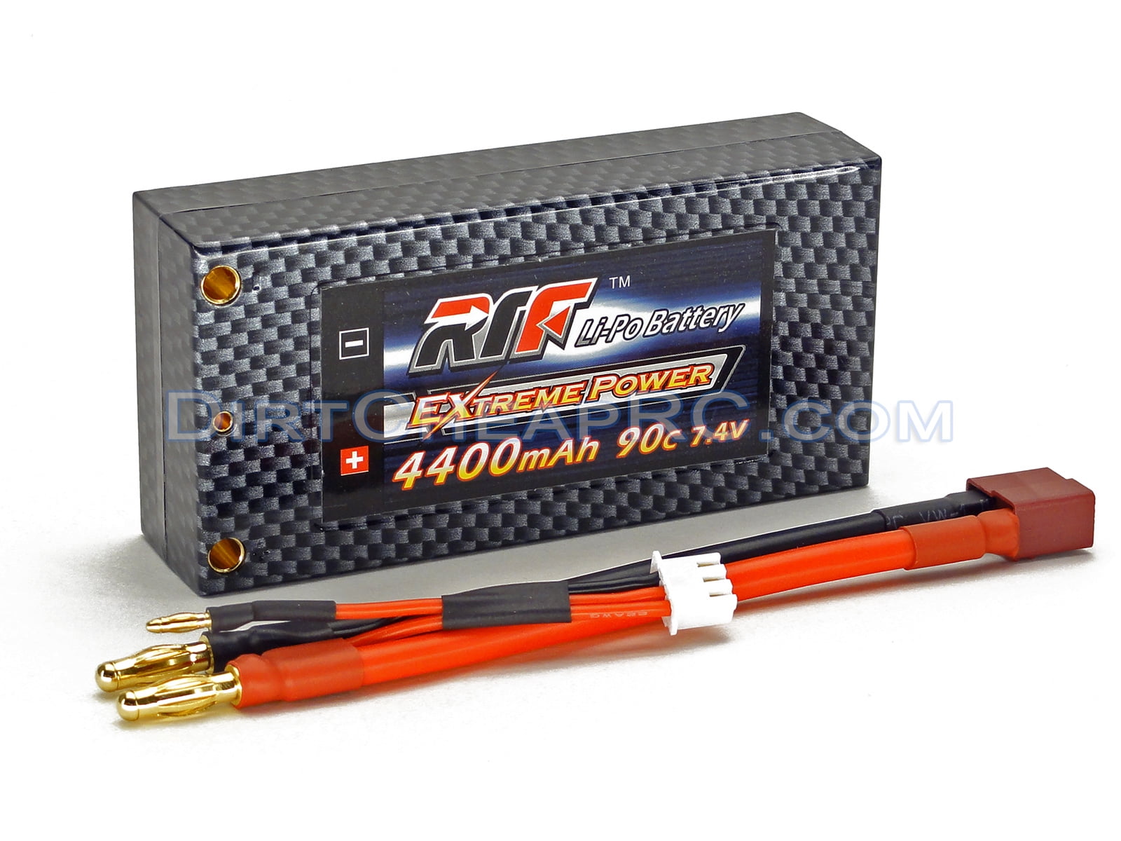 7.4V 4400mAh 2S Cell 90C Shorty HardCase LiPo Battery Pack w/ 4mm ...